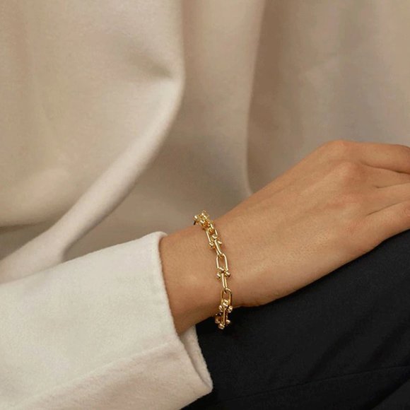 NEW Silver Gold Vintage Vintage Lock Chain Bracelet - Picture 4 of 6